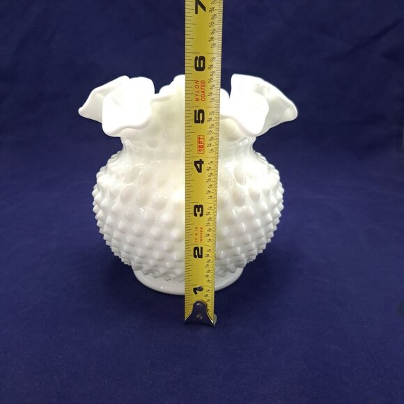 Fenton White Hobnail Ruffled Edge Vase - Picture 6 of 8